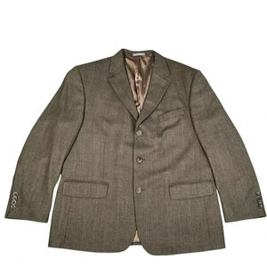 Oscar De La Renta 100% Lambswool Men's Blazer Classic Brown Buttery Soft